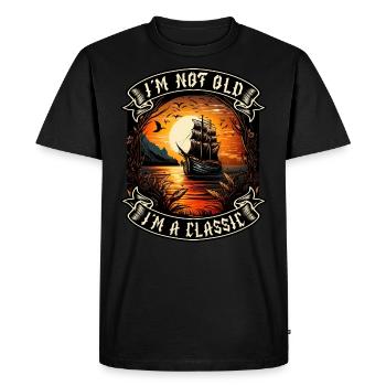 Je ne suis pas vieux Je suis un amoureux des bateaux classiques - T-shirt Premium bio Homme - noir - Devant - Nico (187cm)