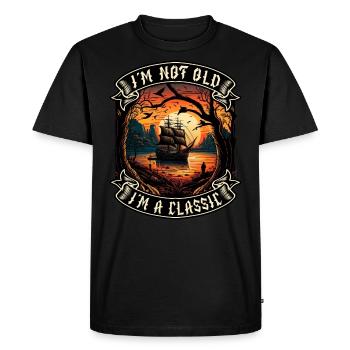 Je ne suis pas vieux Je suis un amoureux des bateaux classiques - T-shirt Premium bio Homme - noir - Devant - Nico (187cm)