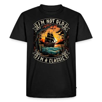 Je ne suis pas vieux Je suis un amoureux des bateaux classiques - T-shirt Premium bio Homme - noir - Devant - Nico (187cm)