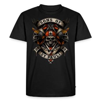Hambourg Sons of St. Pauli 2023 - Motard (Garantie du prix le plus bas) - T-shirt Premium bio Homme - noir - Devant - Nico (187cm)