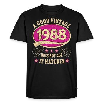 35ème Anniversaire 1988 35ème Bon Millésime - T-shirt Premium bio Homme - noir - Devant - Nico (187cm)