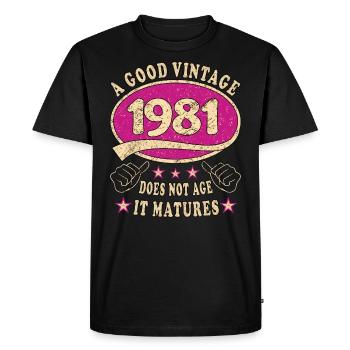42nd Birthday 1981 42 Good vintage - Men's Premium Organic T-Shirt - black - Front - Nico (187cm)