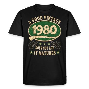 43rd Birthday 1980 43 Good vintage - Men's Premium Organic T-Shirt - black - Front - Nico (187cm)