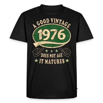 47ème Anniversaire 1976 '47 Bon millésime - T-shirt Premium bio Homme - noir - Devant - Nico (187cm)