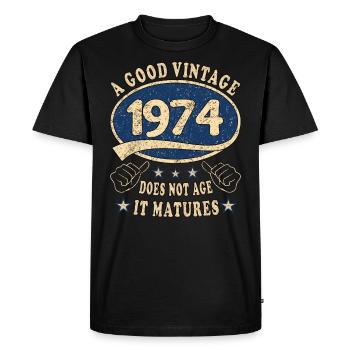 49e anniversaire 1974 49er Bon millésime - T-shirt Premium bio Homme - noir - Devant - Nico (187cm)