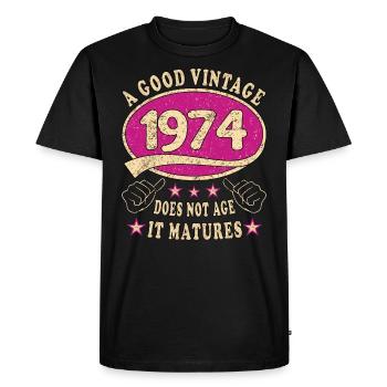 49e anniversaire 1974 49er Bon millésime - T-shirt Premium bio Homme - noir - Devant - Nico (187cm)