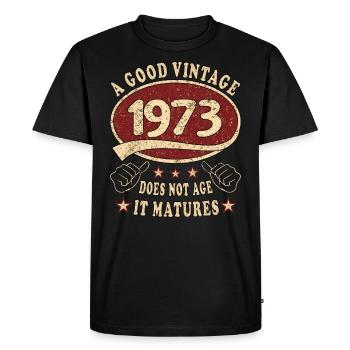 50e anniversaire 1973 50s Bon millésime - T-shirt Premium bio Homme - noir - Devant - Nico (187cm)