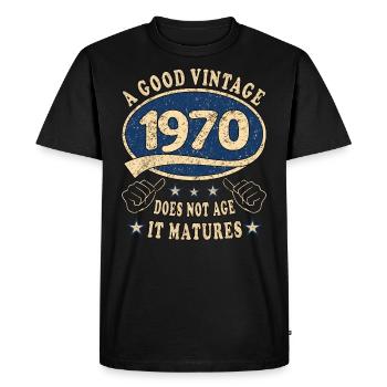 53ème anniversaire 1970 '53 Bon millésime - T-shirt Premium bio Homme - noir - Devant - Nico (187cm)