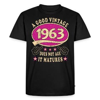 61e anniversaire 1963 61 Bon millésime - T-shirt Premium bio Homme - noir - Devant - Nico (187cm)
