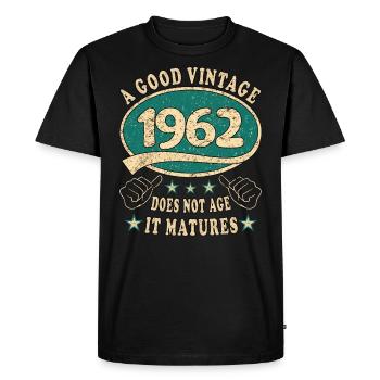 61ème anniversaire 1962 '61 Bon Millésime - T-shirt Premium bio Homme - noir - Devant - Nico (187cm)