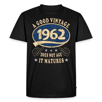61ème anniversaire 1962 '61 Bon Millésime - T-shirt Premium bio Homme - noir - Devant - Nico (187cm)