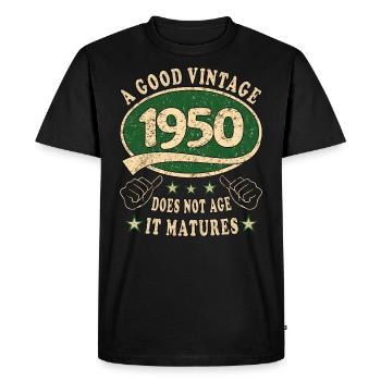73ème anniversaire 1950 '73 Bon Millésime - T-shirt Premium bio Homme - noir - Devant - Nico (187cm)