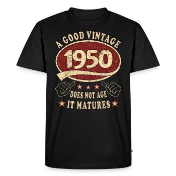 73ème anniversaire 1950 '73 Bon Millésime - T-shirt Premium bio Homme - noir - Devant - Nico (187cm)