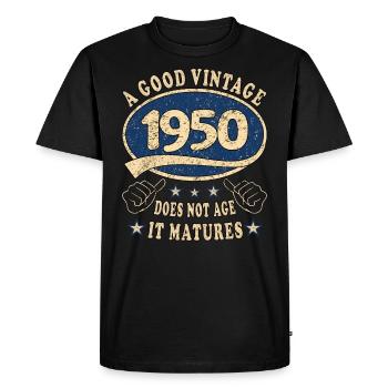 73ème anniversaire 1950 '73 Bon Millésime - T-shirt Premium bio Homme - noir - Devant - Nico (187cm)