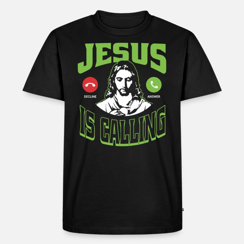 Jesus ruft - Männer Premium Bio T-Shirt - Schwarz