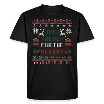 Just here for the Presents Christmas Xmas - Men's Premium Organic T-Shirt - black - Front - Nico (187cm)