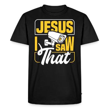 Jésus I Saw That - T-shirt Premium bio Homme - noir - Devant - Nico (187cm)