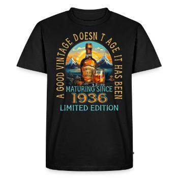 87e anniversaire 1936 87 Bon millésime Whisky - T-shirt Premium bio Homme - noir - Devant - Nico (187cm)