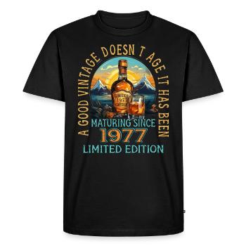 46th Birthday 1977 46er Good Vintage Whisky - Men's Premium Organic T-Shirt - black - Front - Nico (187cm)