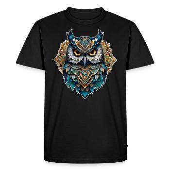 Cool Steampunk Owl - Men's Premium Organic T-Shirt - black - Front - Nico (187cm)