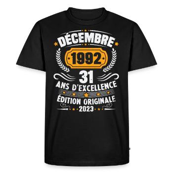 Vintage Décembre 1992 Cadeau d Anniversaire 31 Ans - T-shirt Premium bio Homme - noir - Devant - Nico (187cm)