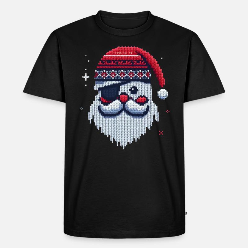 Weihnachtsmann Kawaii Strickmuster - Männer Premium Bio T-Shirt - Schwarz