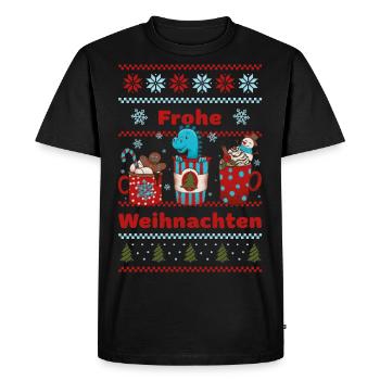 Dino Weihnachten Dinosaurier - Mode für Kinder - Männer Premium Bio T-Shirt - Schwarz - Vorne - Nico (187cm)