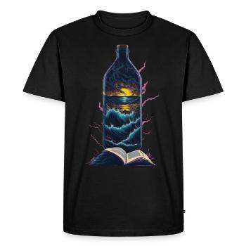 Livres Lecture Bouteille Plage Motif - T-shirt Premium bio Homme - noir - Devant - Nico (187cm)