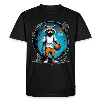 Ballon de basket-ball raton laveur - T-shirt Premium bio Homme - noir - Devant - Nico (187cm)