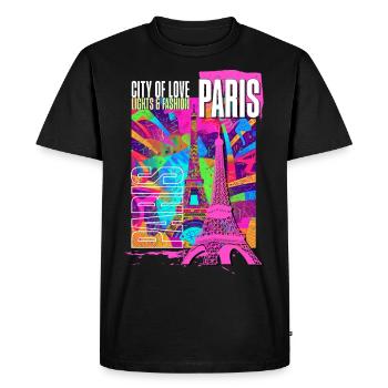 Paris, France, City, Skyline, Eiffel Tower, Colorful - Men's Premium Organic T-Shirt - black - Front - Nico (187cm)
