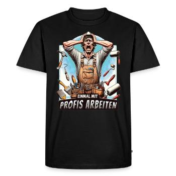 Working with professionals, funny master painter - Men's Premium Organic T-Shirt - black - Front - Nico (187cm)