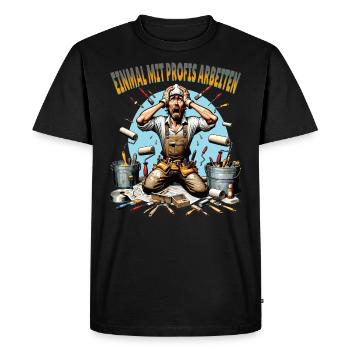 Working with professionals, funny master painter - Men's Premium Organic T-Shirt - black - Front - Nico (187cm)