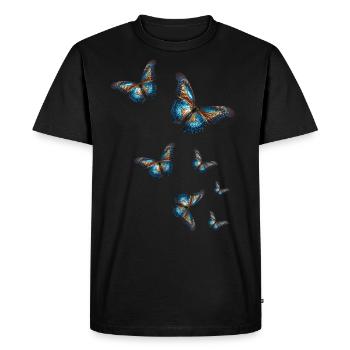 Papillons, Paillettes, Papillon, Bleu - T-shirt Premium bio Homme - noir - Devant - Nico (187cm)