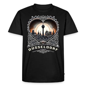 Düsseldorf Skyline Heart Love Home - T-shirt Premium bio Homme - noir - Devant - Nico (187cm)