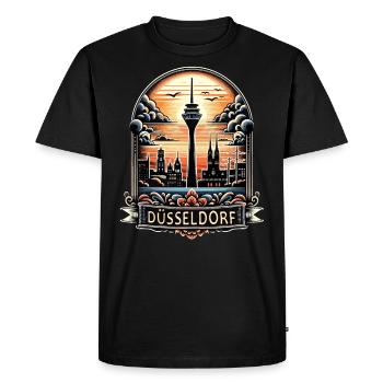 Düsseldorf Skyline Heart Love Home - T-shirt Premium bio Homme - noir - Devant - Nico (187cm)