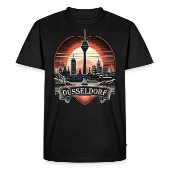 Düsseldorf Skyline Heart Love Home - T-shirt Premium bio Homme - noir - Devant - Nico (187cm)