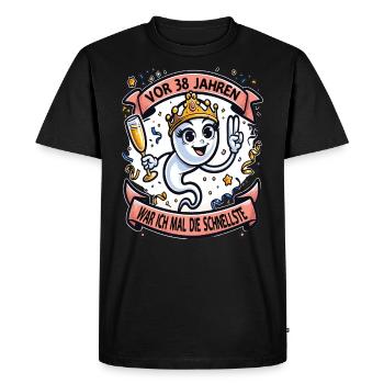 Il y a 38 ans, j’étais la femme la plus rapide - T-shirt Premium bio Homme - noir - Devant - Nico (187cm)