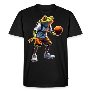 Basket-ball grenouille - T-shirt Premium bio Homme - noir - Devant - Nico (187cm)