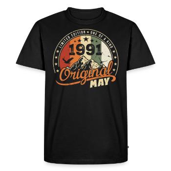 Mai 1991 Vintage Nées En Mai 1991 Anniversaire - T-shirt Premium bio Homme - noir - Devant - Nico (187cm)