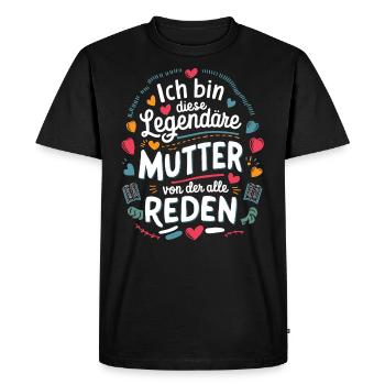 Legendary Mother's Heart & Love Saying - Men's Premium Organic T-Shirt - black - Front - Nico (187cm)