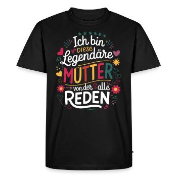 Legendary Mother's Heart & Love Saying - Men's Premium Organic T-Shirt - black - Front - Nico (187cm)