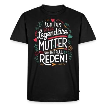 Legendary Mother's Heart & Love Saying - Men's Premium Organic T-Shirt - black - Front - Nico (187cm)