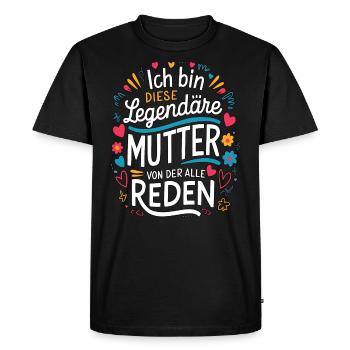 Legendary Mother's Heart & Love Saying - Men's Premium Organic T-Shirt - black - Front - Nico (187cm)