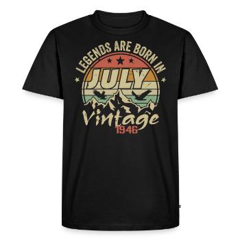 Anniversaire Millésime - Fabriqué en Juillet 1946 - T-shirt Premium bio Homme - noir - Devant - Nico (187cm)