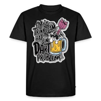 Mon équipe de buveurs a un problème de fléchettes - T-shirt Premium bio Homme - noir - Devant - Nico (187cm)