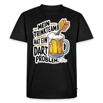 Mon équipe de buveurs a un problème de fléchettes - T-shirt Premium bio Homme - noir - Devant - Nico (187cm)
