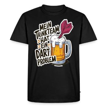 Mon équipe de buveurs a un problème de fléchettes - T-shirt Premium bio Homme - noir - Devant - Nico (187cm)