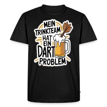 Mon équipe de buveurs a un problème de fléchettes - T-shirt Premium bio Homme - noir - Devant - Nico (187cm)