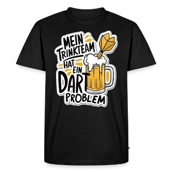 Mon équipe de buveurs a un problème de fléchettes - T-shirt Premium bio Homme - noir - Devant - Nico (187cm)