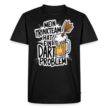 Mon équipe de buveurs a un problème de fléchettes - T-shirt Premium bio Homme - noir - Devant - Nico (187cm)